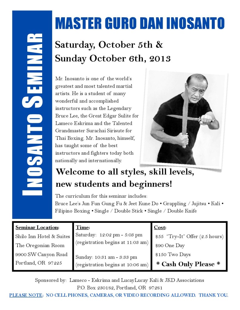 Inosanto Seminar 2013 Portland, OR  MKG SEattle