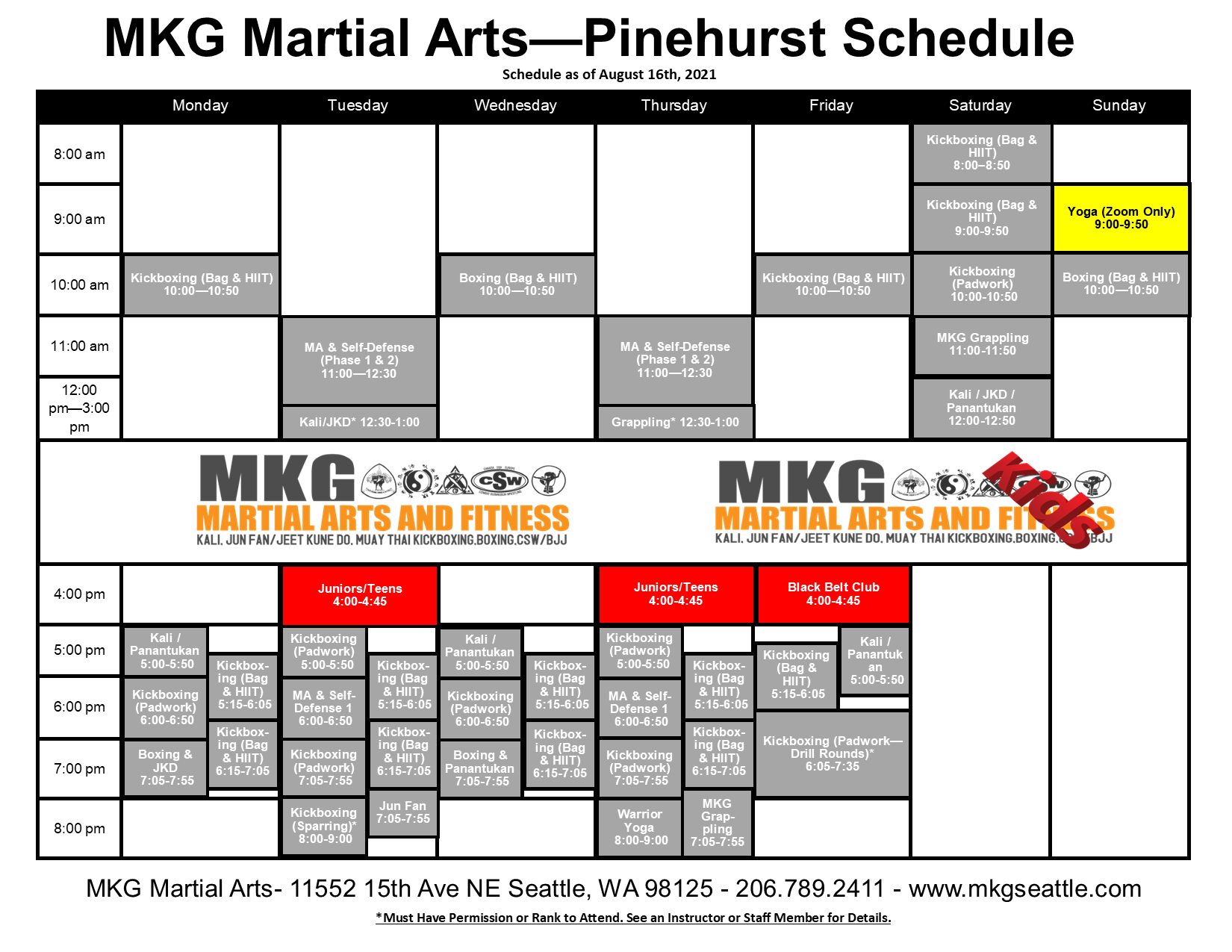 MKG Seattle - Pinehurst Facility Indoor Class Schedule (Phase 2
