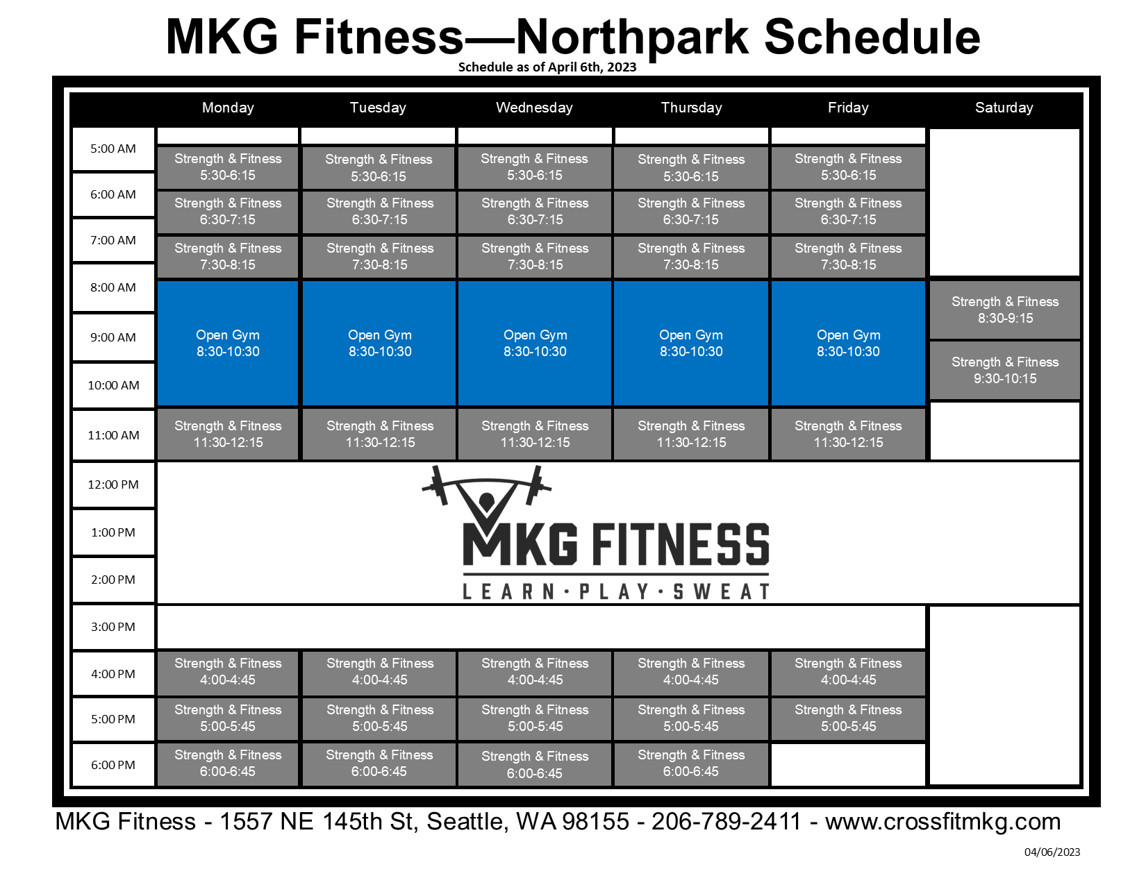 MKG Fitness Northpark Schedule April 2023 MKG Fitness Northpark Schedule April 2023